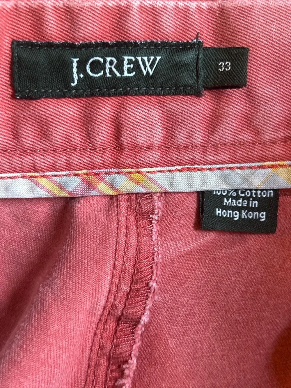 J. Crew Gremercy Washed Cotton Chino Shorts Washed Rust Red Men's 33